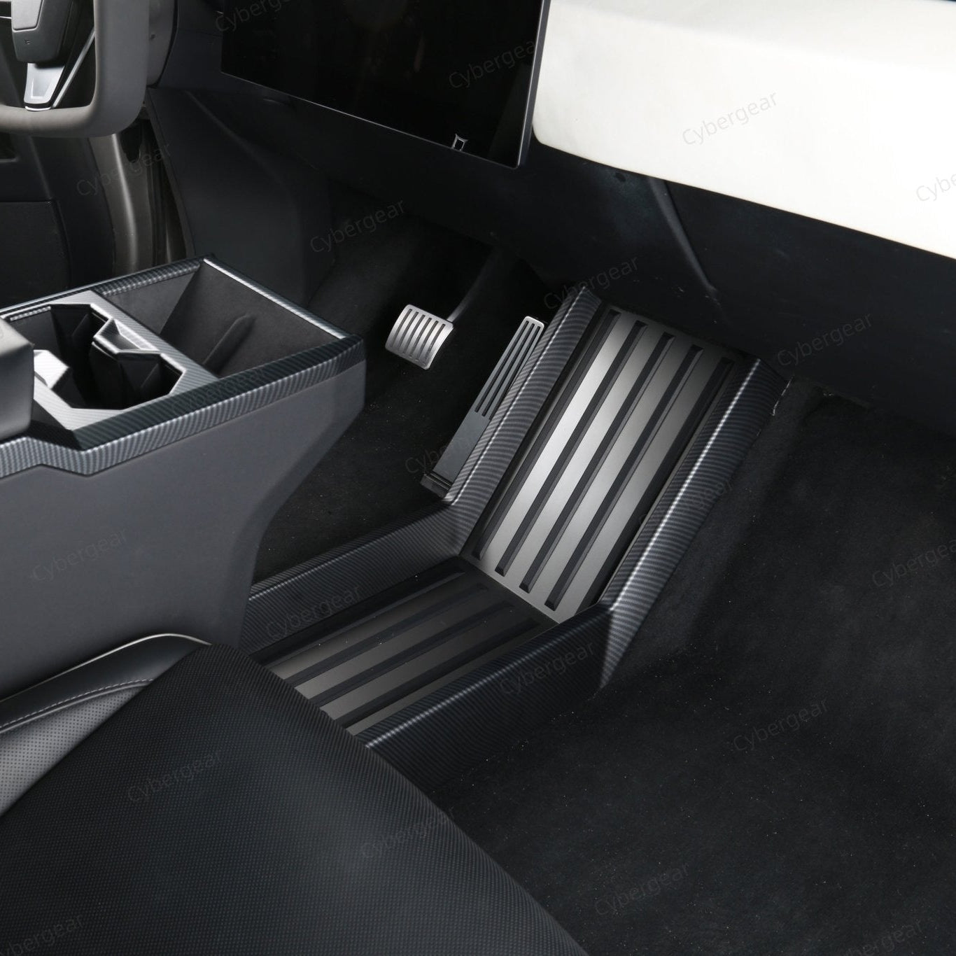 Cybertruck Lower Console Carbon Fiber Texture ABS Protection Trim Cover - CyberGearcoCyberGear