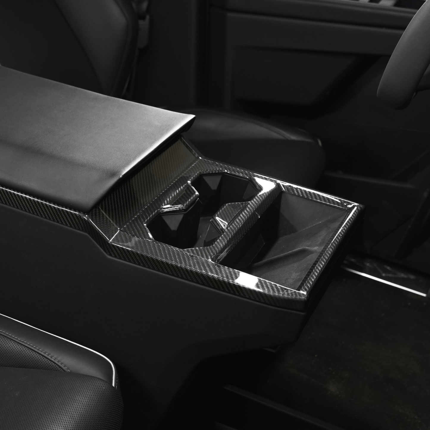 Cybertruck Real Carbon Fiber Front Drain Cup Panel(Glossy/Matte) - CyberGearcoCyberGear
