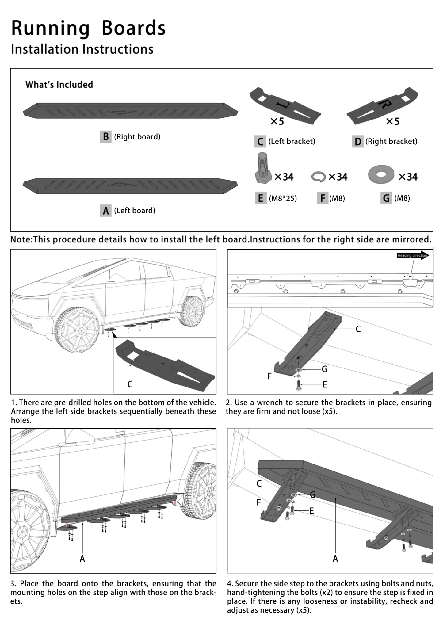 Tesla Cybertruck Running Board Set Nerf Bars Side Steps - CyberGearcoCyberGear