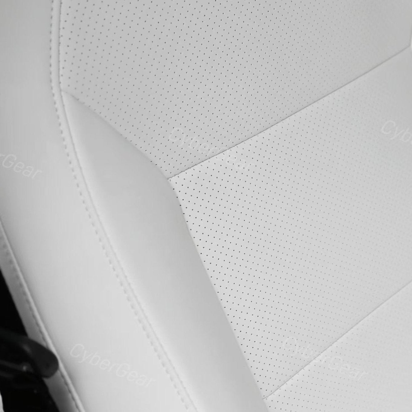 Tesla Cybertruck Seat Covers Leather Seat Protector Full Coverage(Black/White) - CyberGearcoCyberGear