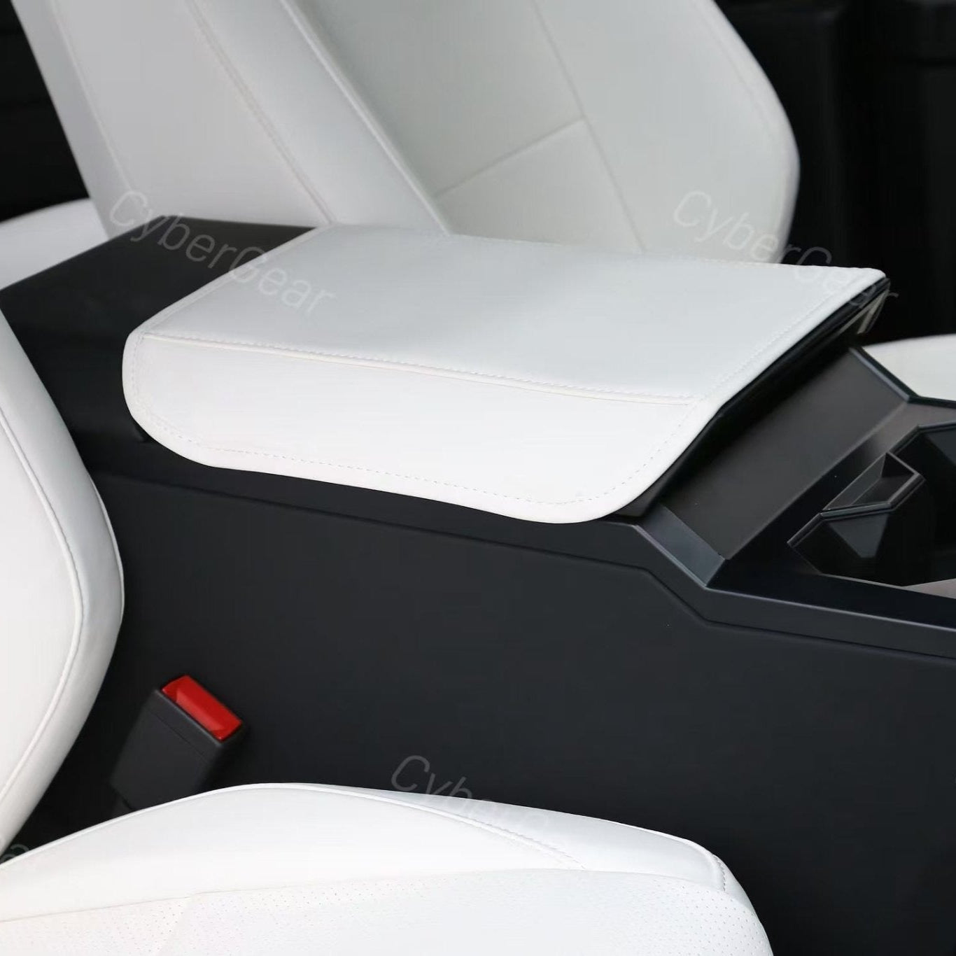 Tesla Cybertruck Seat Covers Leather Seat Protector Full Coverage(Black/White) - CyberGearcoCyberGear