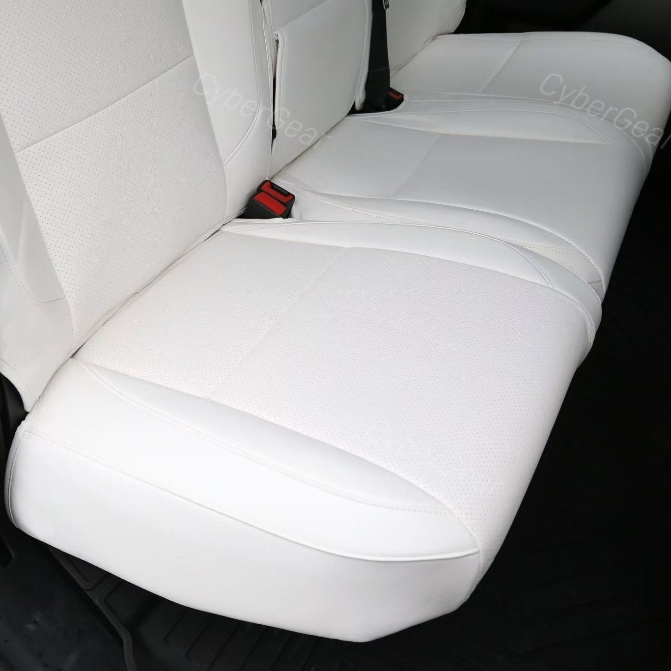 Tesla Cybertruck Seat Covers Leather Seat Protector Full Coverage(Black/White) - CyberGearcoCyberGear