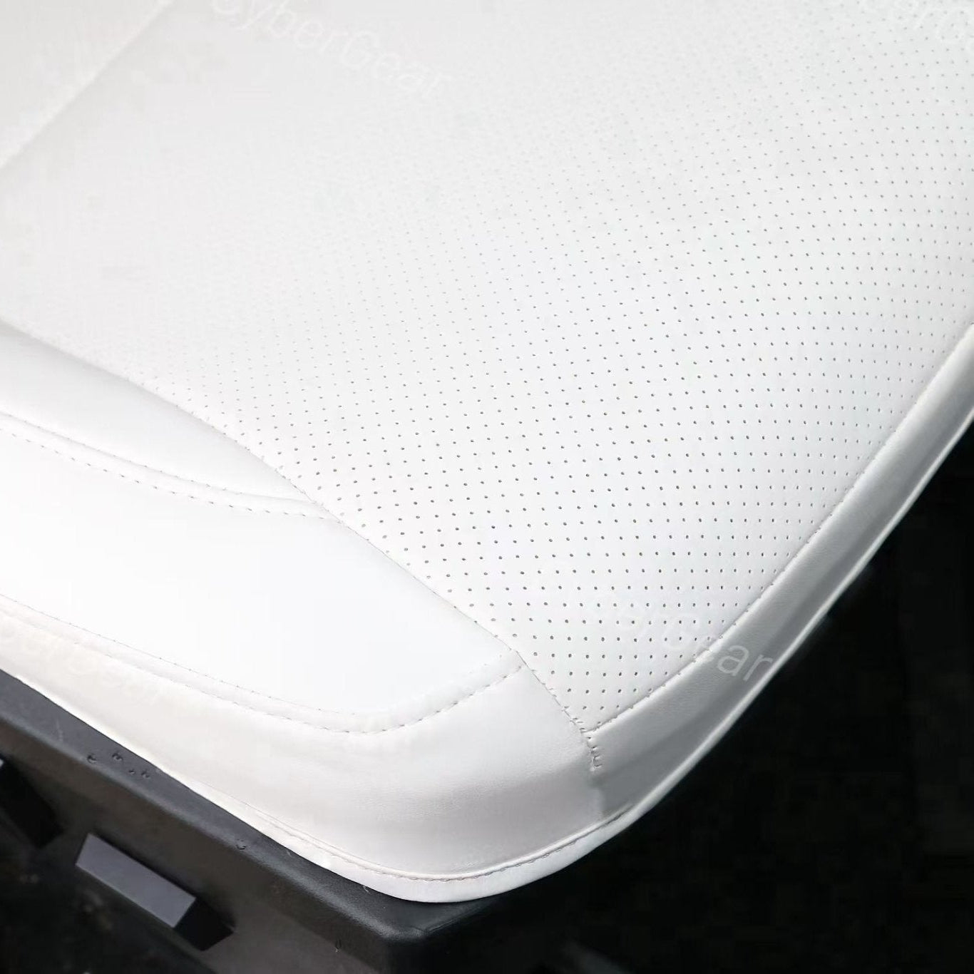 Tesla Cybertruck Seat Covers Leather Seat Protector Full Coverage(Black/White) - CyberGearcoCyberGear