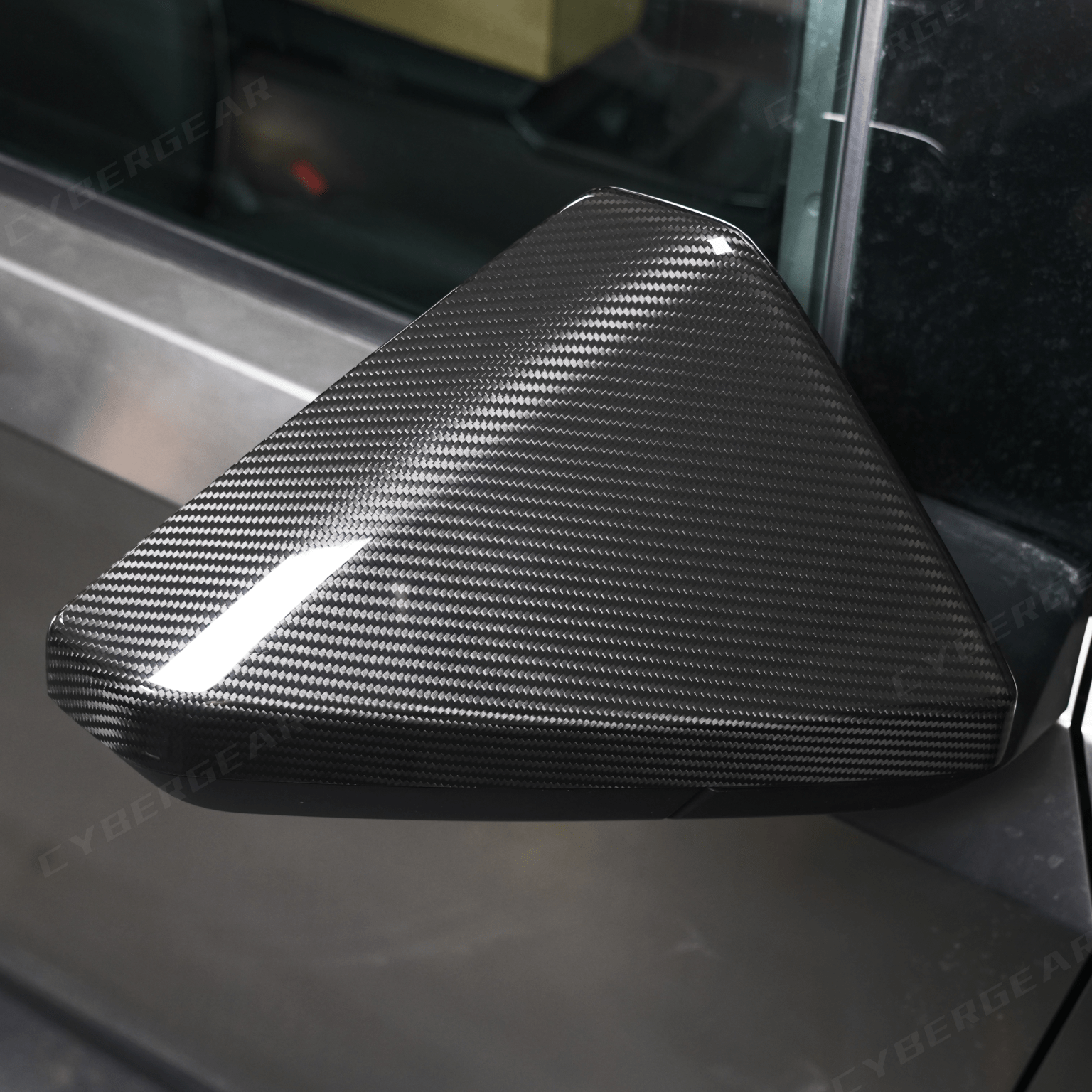 Cybertruck Real Carbon Fiber Side Mirror Cover Glossy Dry Carbon - CyberGearcoCyberGear
