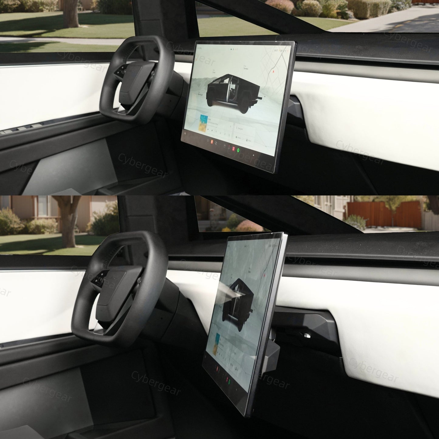 Tesla Cybertruck Dashboard Screen Swivel Tilt Mount Rotating Kit - CyberGearcoCyberGear